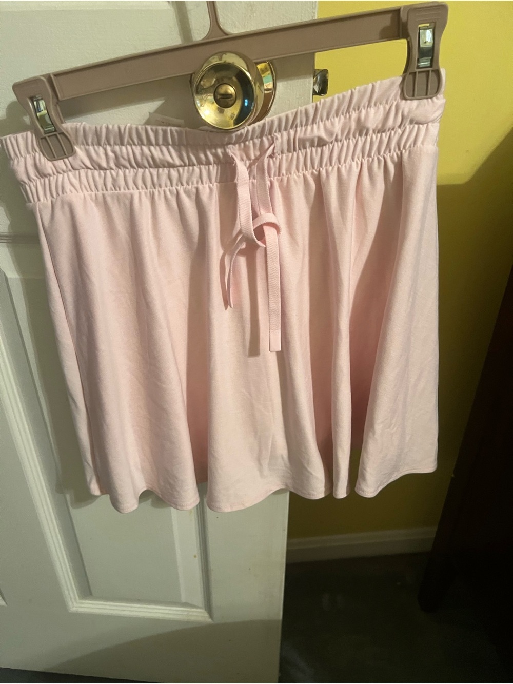 Women’s Light Pink Elastic-Waist Drawstring Skort and matching long bra top